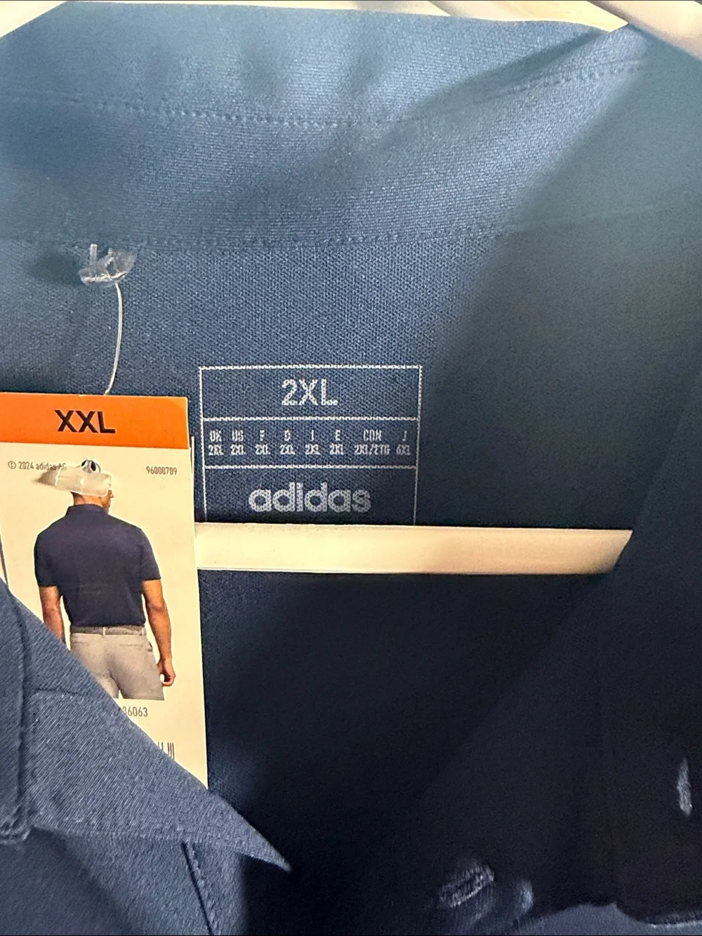 adidas Navy Polo with Multicolor Chest Stripes